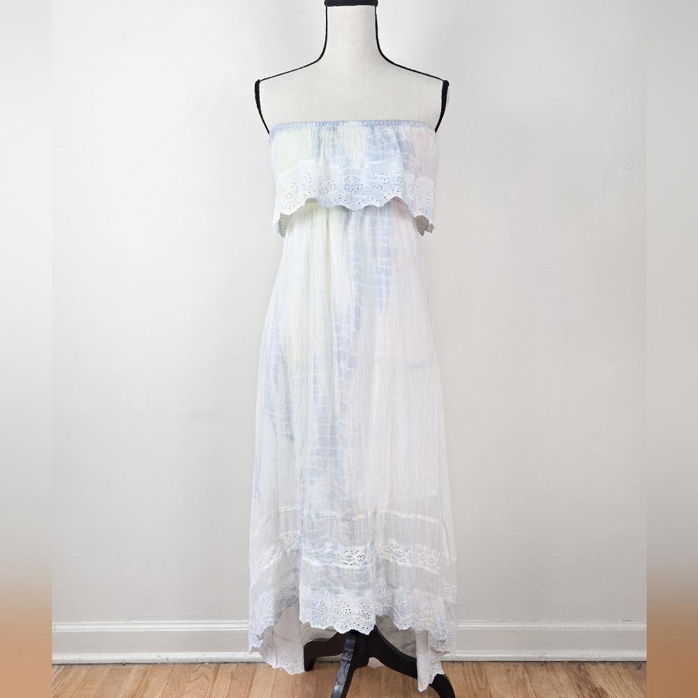 🦋LAST🦋 NWT Fox in Gown Hand Tie Dyed Cotton Lace Accent Dress